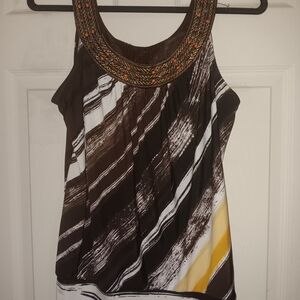 HeartSoul Brown and Yellow Embellished Blouse